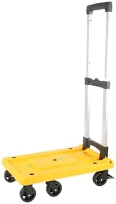 Portable Folding Flatbed Hand Truck Yellow Medium Cargo Trolley for Luggage Courier & Household Use Compact Lightweight Platform Cart for Easy Transport