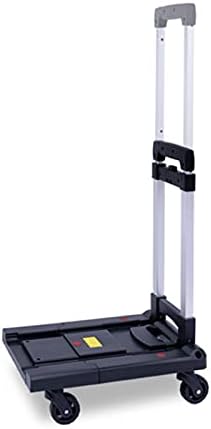 Push Cart Folding Platform Truck Plastic Push Cart Heavy Duty Portable Trolley with Retractable Assis for Luggage Travel Moving Office Platform Hand Truck (Middle Blue)