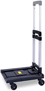 Push Cart Folding Platform Truck Plastic Push Cart Heavy Duty Portable Trolley with Retractable Assis for Luggage Travel Moving Office Platform Hand Truck (Middle Blue)
