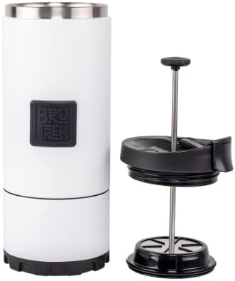OVRLNDR Travel Coffee French Press, 24 fl.oz Capacity, Double Wall Vacuum Insulated, Easy To Clean Removable Bottom, No Spill Lid, On The Go Coffee Brewing (Snowflake White)