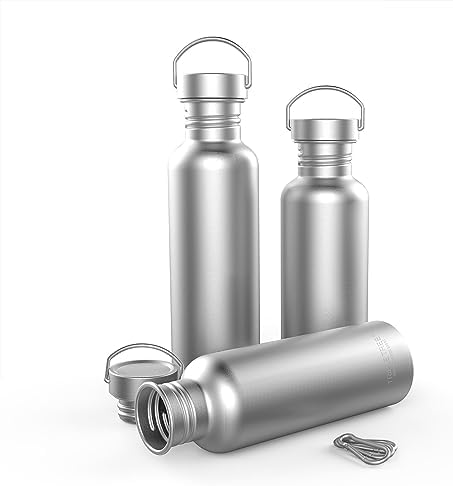 TRIPLE TREE 17 OZ Uninsulated Single Walled Stainless Steel Sports Water Bottle 18/8 Food Grade for Cyclists, Runners, Hikers, Beach Goers, Picnics, Camping - BPA Free