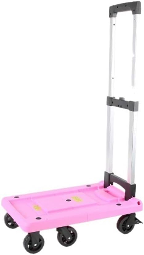 Folding Portable Trolley Pink Medium Cargo Cart for Luggage Household & Warehouse Moving Lightweight Easy to Carry Ideal for Couriers & Daily Use