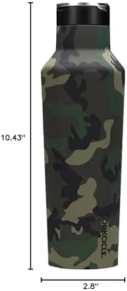 Corkcicle Classic Sport Canteen - Insulated Stainless Steel Water Bottle - Compact & Travel-Friendly - Durable - Dishwasher Safe - BPA Free - Non-Slip Silicone Base - 20 oz - Woodland Camo