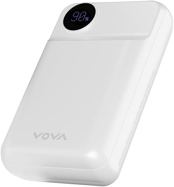 VOVA 20,000mAh Portable Power Bank Fast Charging 22.5W, LED Display Phone Battery Pack, PD3.0/QC3.0 with 3 Outputs Phone Charger for iPhone Samsung Galaxy iPad etc - White