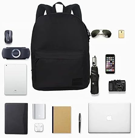 SUPACOOL Casual Laptop Backpack for Men and Women, Work backpack, Black Backpacks, College School Backpack for Boys and Girls, USB Charging Port, Lightweight Travel Back Pack(Black)