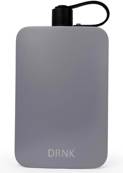 DRNK Steel | Flat Water Bottle as Seen on Shark Tank | Workplace Hydration, Travel, Hiking, and Gym | Leak Proof | Non-Toxic | BPA-Free | 17oz (500ml) [GunMetal Grey]