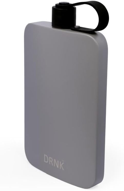 DRNK Steel | Flat Water Bottle as Seen on Shark Tank | Workplace Hydration, Travel, Hiking, and Gym | Leak Proof | Non-Toxic | BPA-Free | 17oz (500ml) [GunMetal Grey]