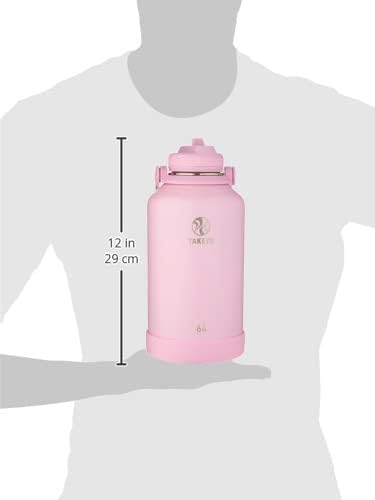 Takeya Actives Water Bottle with Straw Lid - Durable & Easy-Care Water Bottle with Stainless Steel Insulation - BPA-Free Lid with Carry Handle & Straw - Dishwasher-Safe - 64 oz, Pink Lavender