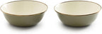 Barebones 2-Tone Bowls - Set of 2 Enamelware Bowls - Durable Kitchen or Camping Bowl (Olive Drab)