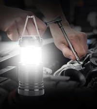 Lightahead Set of 4 Portable Outdoor LED Camping Lantern, Black, Collapsible. Great for Emergency, Tent Light, Backpacking (Without Battery)