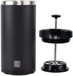 Steel Toe 3.0 Travel Coffee Press - Brew 20 fl.oz On The Go - No Spill Lid, Double Wall Vacuum Insulated Stays Hot for Hours, French Press Coffee (Obsidian Black)