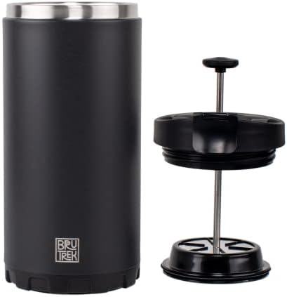 Steel Toe 3.0 Travel Coffee Press - Brew 20 fl.oz On The Go - No Spill Lid, Double Wall Vacuum Insulated Stays Hot for Hours, French Press Coffee (Obsidian Black)