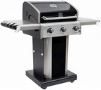 Kenmore 3-Burner Propane BBQ Grill, 30,000 BTUs Gas Grill with Cast Iron Cooking Grates, Folding Side Tables & Wheels, Outdoor Grill with Tool Hooks, Black