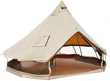 KingCamp Canvas Bell Yurt Tents, 4 Seasons Large Waterproof & Windproof Luxury Glamping Tent w/Stove Jack for Family Outdoor Camping, Hunting, Parties