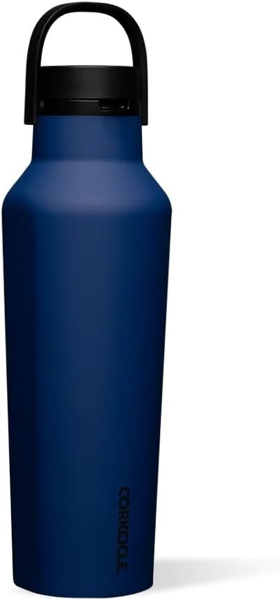 Corkcicle Classic Sport Canteen - Insulated Stainless Steel Water Bottle - Compact & Travel-Friendly - Durable - Dishwasher Safe - BPA Free - Non-Slip Silicone Base - 20 oz - Midnight Navy