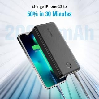 Portable Charger, Slim 20000mAh PD 20W Power Bank, USB C in&Out Fast Charging Battery Pack,iPhone 17 16 15 14 13 Samsung S22 S21 Google iPad etc Black