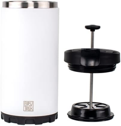 Steel Toe 3.0 Travel Coffee Press - Brew 20 fl.oz On The Go - No Spill Lid, Double Wall Vacuum Insulated Stays Hot for Hours, French Press Coffee (Snowflake White)