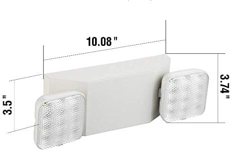 2 Packs Emergency Light with Two Square Led Heads&Battery Powered Emergency Lights-Emergency Exit Light-120/277VAC Commercial Lighting›Emergency Light Fixtures.