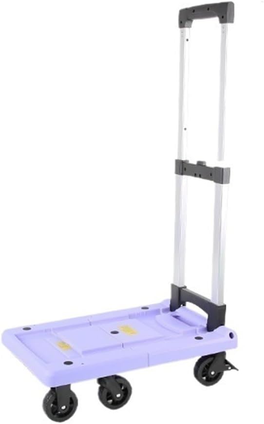 Foldable Hand Truck Portable Folding Trolley for Luggage Cargo & Couriers Compact Household Cart Purple Medium Size Easy to Store & Transport