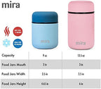 MIRA Insulated Food Jar Thermo for Hot Food & Soup, Compact Stainless Steel Vacuum Lunch Container for Meals To Go - 13.5 oz, Pearl Blue