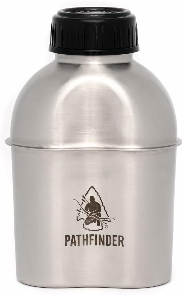 The Pathfinder School Metal Canteen Cooking Set - Survival Gear - Camping Essentials Mess Kit - Military Grade Outdoor Eating Kit - Hiking and Trail Cook Set