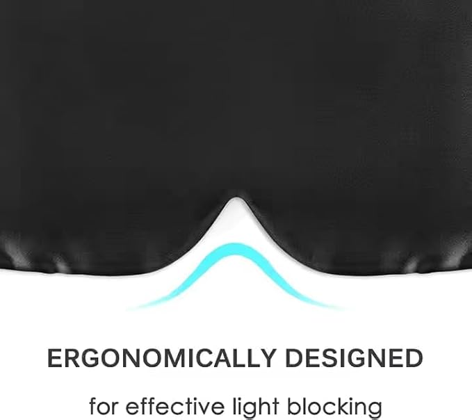 100% Mulberry Silk Sleep Mask, Large Adjustable Eye Cover for Sleeping, Comfortable, Pressure-Free and Breathable Sleeping Masks for Women Men - Black