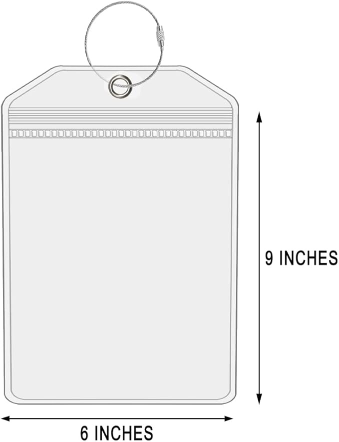 Extra Large Golf Luggage Tag 9" x 6 ", Shipping Label Holder for Golf Bag- Plastic Waterproof Zipper Pouch - PVC Luggage Tag Holders for Ship Sticks 2 Packs
