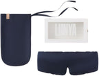 Lunya Sleep Mask with Box - Washable Silk Sleeping Mask and Headband for Beauty Routines - Thermoregulating Comfort for Restful Nights - Silk Eye Mask for Women - Small - Deep Blue