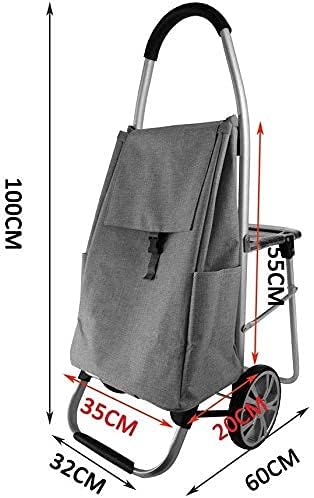 Multi Function Portable Folding Trolley with Waterproof Fabric Enhanced Storage Capacity Compact Seated Hand Truck for Shopping Blue 60x100cm