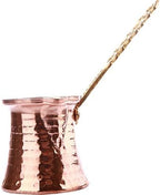 Turkish Solid Hammered Copper Greek Arabic Coffee Pot Stovetop Coffee Maker Cezve Ibrik Briki with (5 Size) (Metal Handle)