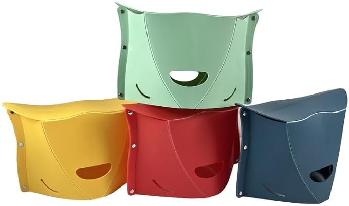 4 Pack Folding Portable Camping Hiking Stools with Handbag Function - Lightweight Collapsable Travel Chairs for BBQ, Library & Backpacking - Outdoor Ultralight Mini Step Stool Foldable