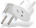 OREI American USA To European plug adapter – Type E/F schuko plug adapter - Use in Germany, France, & more - CE Certified – For Mobile, Laptop & Camera Chargers - 2 Pack