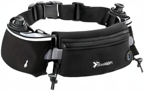 Number-one Running Belt with Water Bottles(2 x 175ML), Hydration Belt Waterproof Waist Pack Bag Fits iPhones Adjustable Sports Waist Pouch for Marathon Running Hiking Cycling