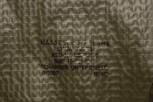 Groundsheet, Underlay Tarpaulin, German Bundeswehr Army Issue, Olive, Military Waterproof Camping tarp pad Approx Size: 90"x40" 4ft x 3ft