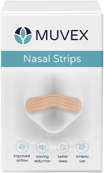 Muvex Nasal Strips – Extra Strong Anti-Snoring Nose Strips for Sleeping & Sports | Wide Fit | Sweat-Resistant | Hypoallergenic | 30 Count