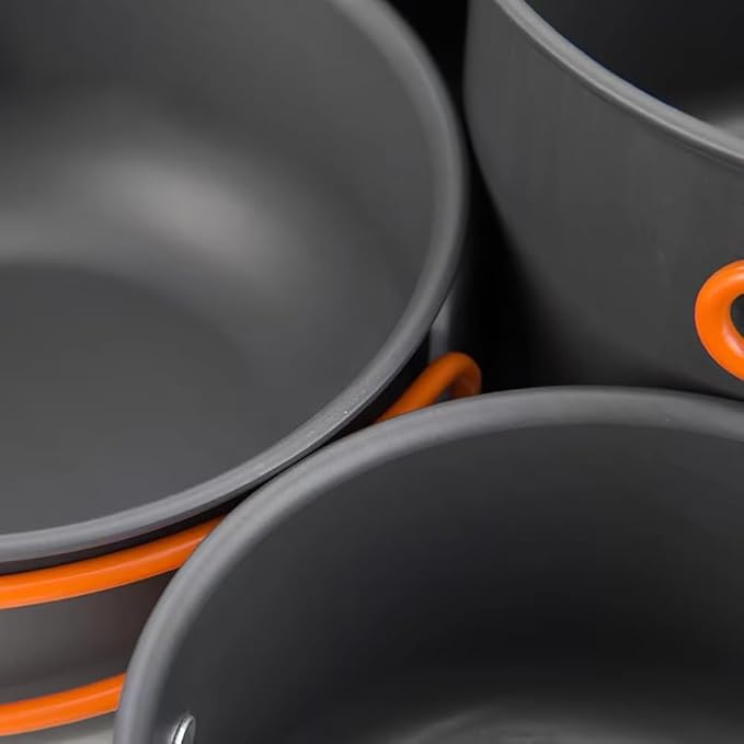 Camping Cookware Mess Kit for Backpacking Gear – Camping Cooking Set - Camping Pots and Pans Set - Camp Kitchen Equipment Accessories Pot