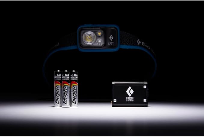 BLACK DIAMOND Spot 400 LED Headlamp, Waterproof and Dimmable Battery Powered Headlamp for Camping, Hiking, Running, Work, Travel with Red Light Mode, Azul