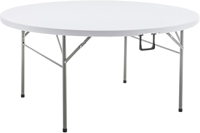 BTEXPERT Set of 2, White 5 Ft 60inch Round Plastic Folding Table Commercial Portable for Banquet Dining Wedding Party Events Home Kitchen Patio Backyard Indoor Outdoor