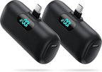 [2 Pack]Mini Portable Charger Power Bank for iPhone 17/16/15 Series,5000mAh PD USB C Cell Phone Portable Power,Travel Essentials Battery Pack for iPhone 17/17 Air/16/16 pro/15/Android/Samsung Galaxy