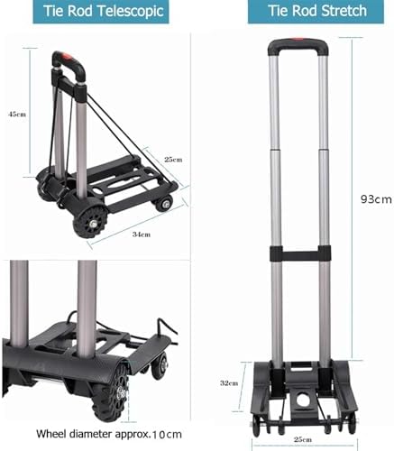 Heavy Duty Folding Hand Truck Portable Foldable Sack Trolley Travel Luggage Cart & Shopping Cart for Easy Moving and Transport Wheel Barrow for Grocery and Travel.