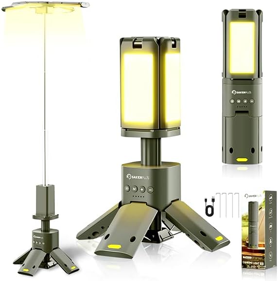 Portable Camping Light, 14000mAh Telescopic Camping Lantern with Rechargeable Power Supply, Dimmable Magnetic Tent Lamps 6000 Lumen Outdoor Work Lights for Hiking,Camping,Home Emergency