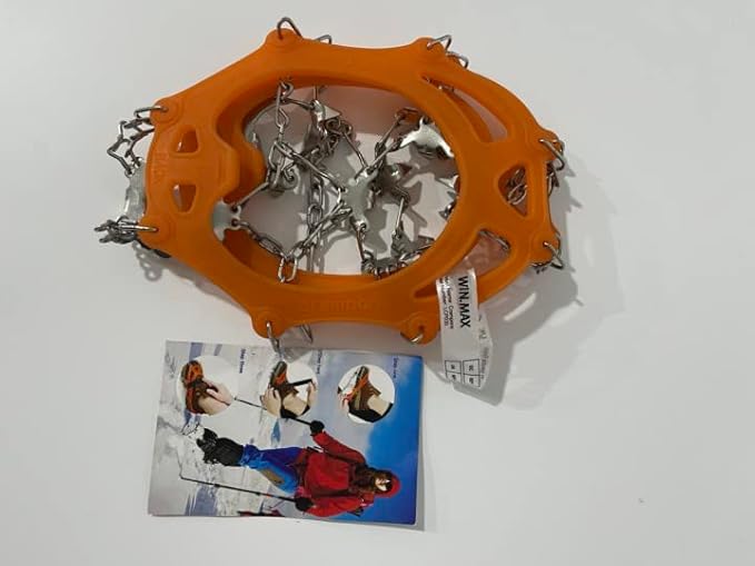 WIN.MAX Crampons for Shoes, Traction Cleats Ice Snow Grips with 19 Stainless Steel Spikes, Shoe Talons Anti - Slip Boots Spikes for Walking, Jogging, Climbing and Hiking