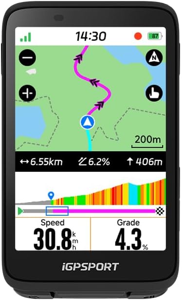 iGPSPORT BiNavi Bike Computer, Touch Screen Map Navigation Music Control Climb Tips Group Riding, Wireless GPS Cycling Computer