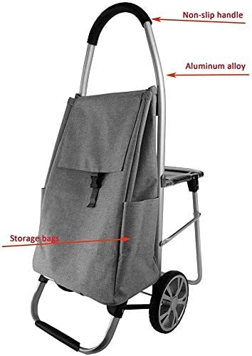 Portable Folding Shopping Trolley with Waterproof Fabric Multi Function Seated Hand Truck for Increased Storage Capacity Blue 60x100cm Ideal for Groceries and Travel