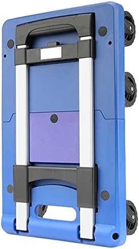 Push Cart Folding Platform Truck Plastic Push Cart Heavy Duty Portable Trolley with Retractable Assis for Luggage Travel Moving Office Platform Hand Truck (Middle Blue)