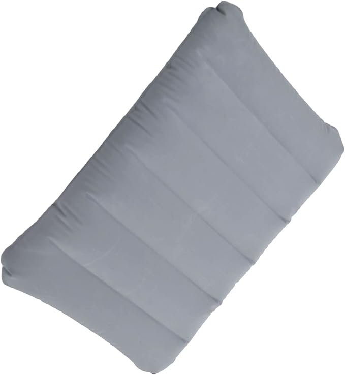 Gray Ultralight Inflatable Pillow Small Squared Flocked Fabric Air Pillow for Beach Hiking,Camping,Traveling,Napping,Desk Rest,Neck &Lumbar Support(1 Pack)