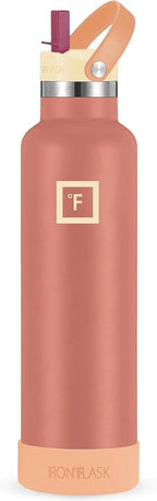 IRON °FLASK Camping & Hiking Hydration Canteens - Narrow Straw Lid & Boot - Leak Proof Vacuum Insulated Stainless Steel - Hot & Cold Double Walled Sports Water Bottle - Dream Sunset, 24 Oz