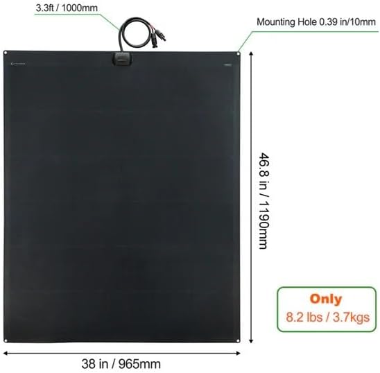 LensunSolar Flexible Solar Panel 240W 12V ETFE, 46.8in x 38in Semi-Flexible Bendable Mono Solar Panel High Efficiency 240 Watt for RV Van Roof TopCamping Home Boat Marin