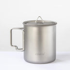 Titanium Pot, 750ml/26 oz Mug with Lid and Foldable Handle, Titanium Cup Backpacking Cookware for Outdoor Hiking Camping Cooking