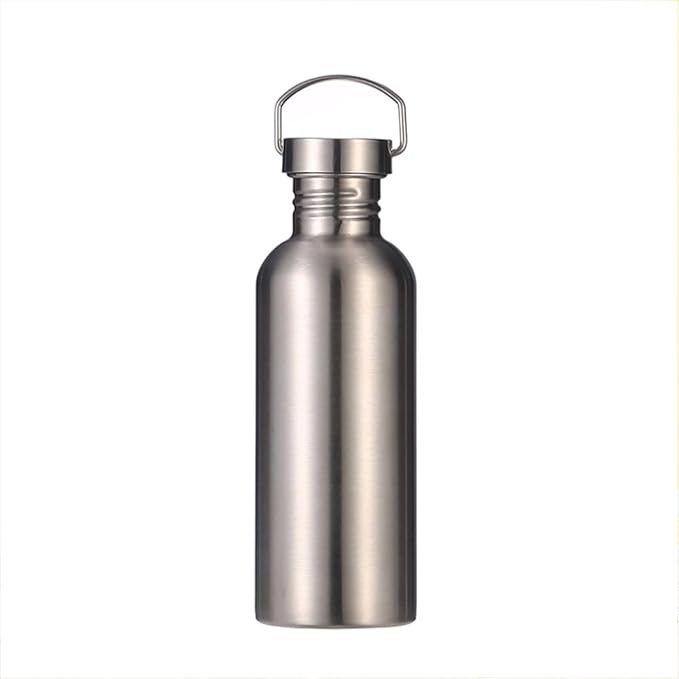 Stainless Steel Water Bottle Single Wall Metal Bottle Large Camping Water Cup with Handle Wide Mouth Leak Proof Lightweight Sports Kettle Cup (34 oz)